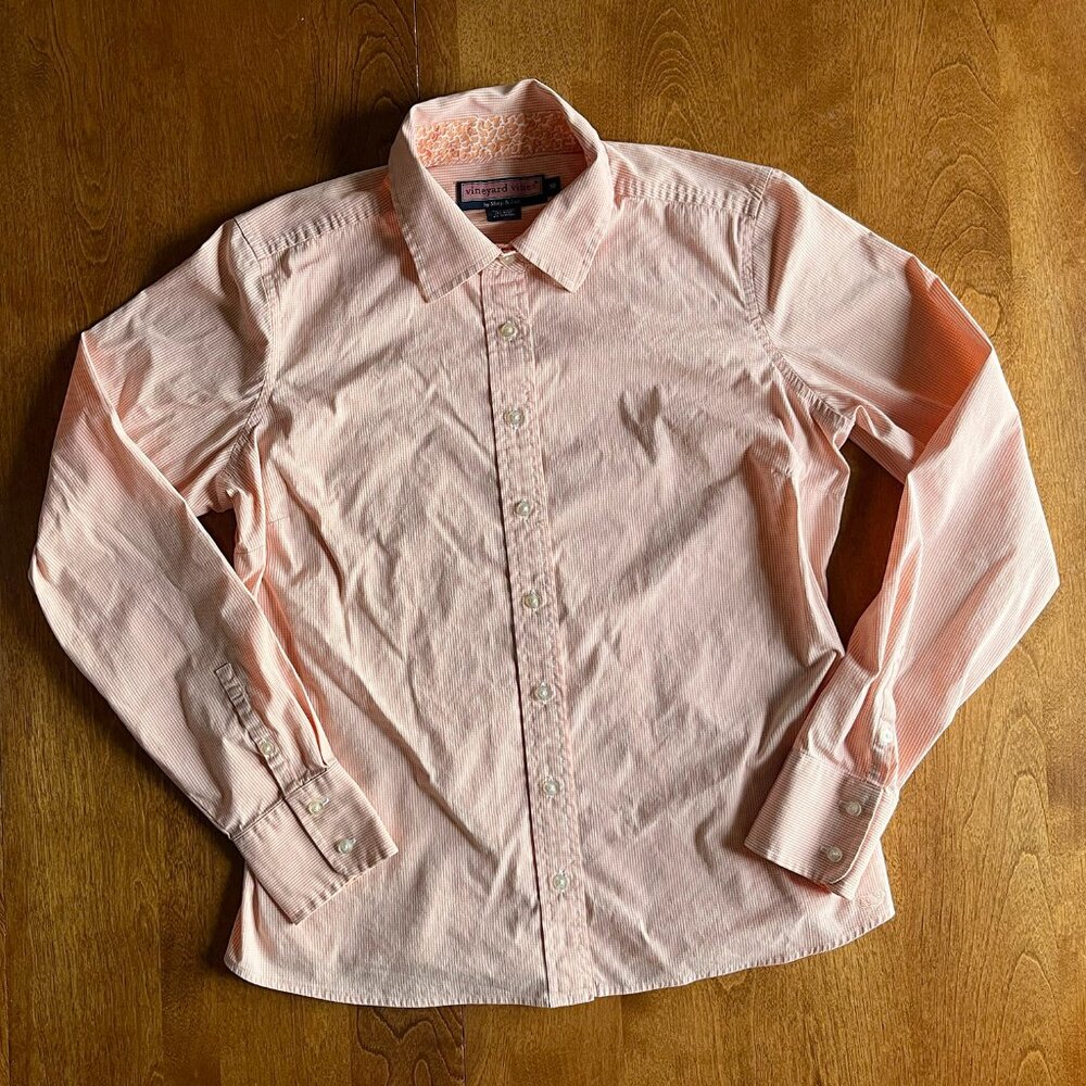 Vineyard Vines peach gingham button-down 10